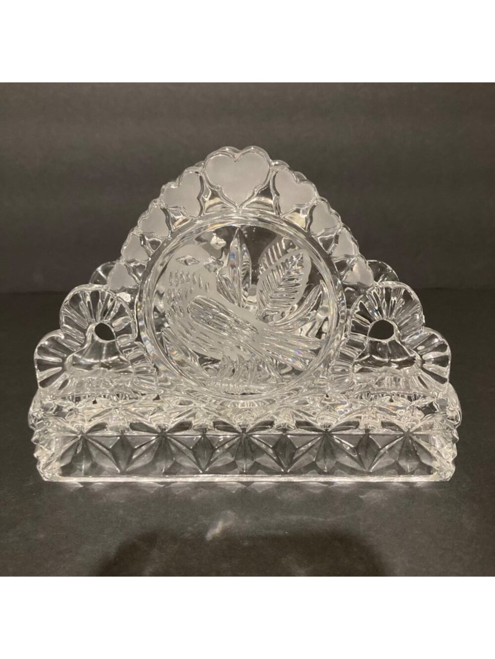 Vintage Hofbauer Crystal Glass Byrdes Collection 24% Lead Crystal Napkin Holder